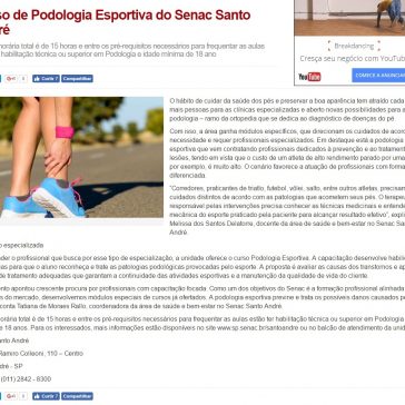 Curso de Podologia Esportiva do Senac Santo André – ABC do ABC